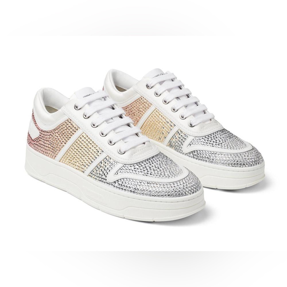 Rainbow Jimmy Choo Hawaii Sky mix rhinestone embellished sneaker Shoes NEW